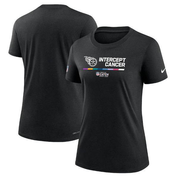 Women's Tennessee Titans 2022 Black Crucial Catch Performance T-Shirt(Run Small)